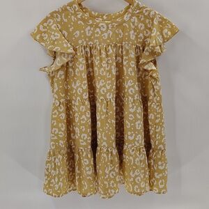 Myra Bag Babydoll Mini Dress Womens Large Gold Tan